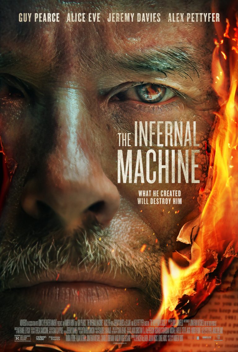 Poster with Guy Pearce starring in The Infernal Machine. The film of Andrew Hunt. Executive Producer Vanda Everke, Spy Manor Productions